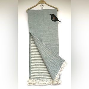 🎁Piscatextil Throw Blanket - Cotton MIP Stripe Reverse Blue & Oatmeal